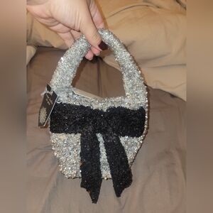 Silver and black Beaded bag